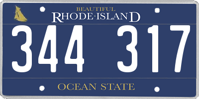 RI license plate 344317