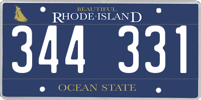 RI license plate 344331