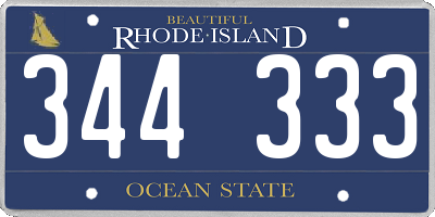 RI license plate 344333