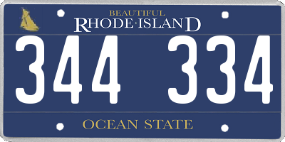 RI license plate 344334