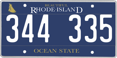 RI license plate 344335