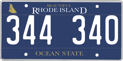 RI license plate 344340