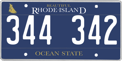 RI license plate 344342