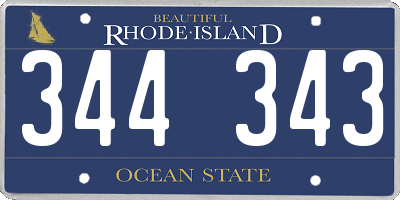 RI license plate 344343