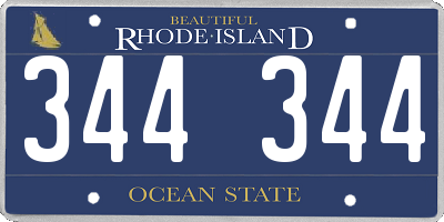 RI license plate 344344