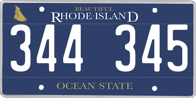 RI license plate 344345