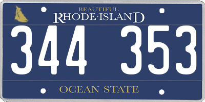 RI license plate 344353