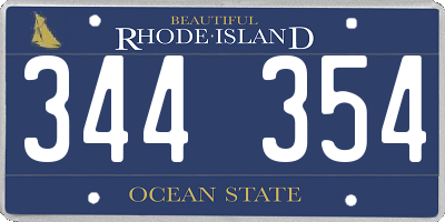 RI license plate 344354