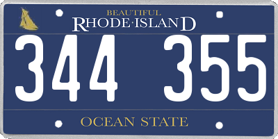 RI license plate 344355