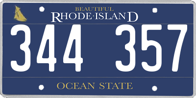 RI license plate 344357