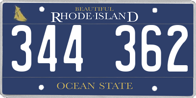 RI license plate 344362