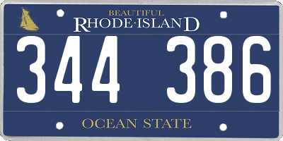 RI license plate 344386