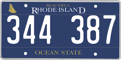 RI license plate 344387