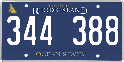 RI license plate 344388
