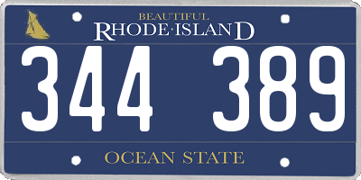 RI license plate 344389