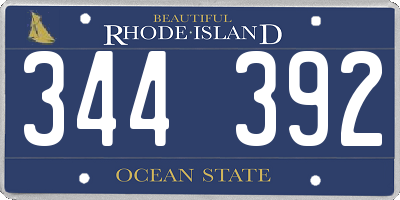 RI license plate 344392
