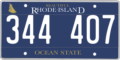 RI license plate 344407