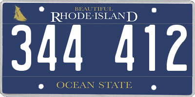 RI license plate 344412
