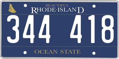 RI license plate 344418