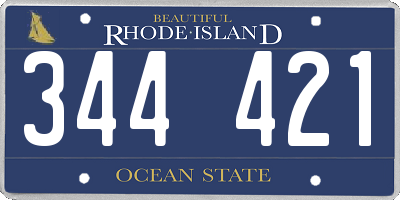 RI license plate 344421