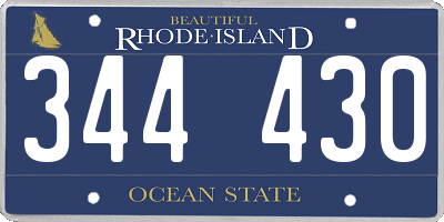 RI license plate 344430