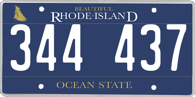 RI license plate 344437