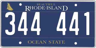 RI license plate 344441
