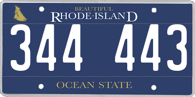 RI license plate 344443