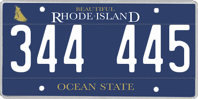 RI license plate 344445