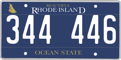 RI license plate 344446