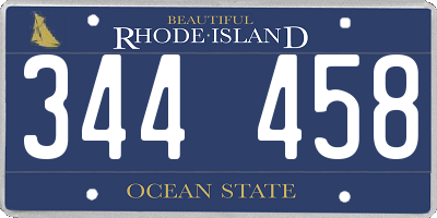 RI license plate 344458