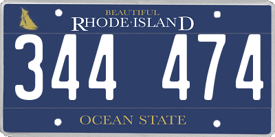 RI license plate 344474