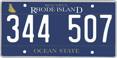 RI license plate 344507