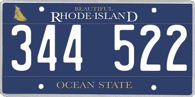 RI license plate 344522
