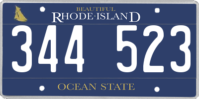 RI license plate 344523