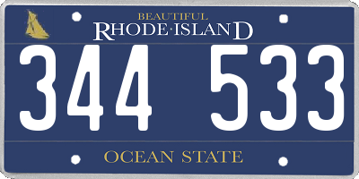RI license plate 344533