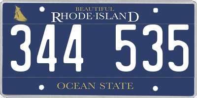 RI license plate 344535