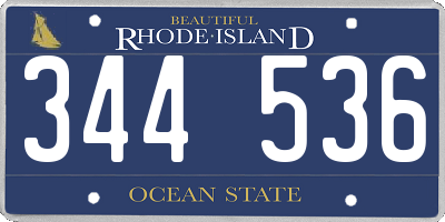 RI license plate 344536
