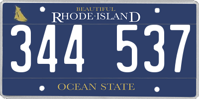 RI license plate 344537