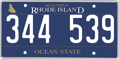 RI license plate 344539