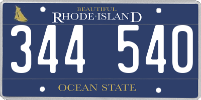 RI license plate 344540