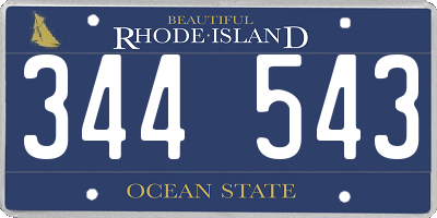 RI license plate 344543