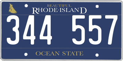 RI license plate 344557