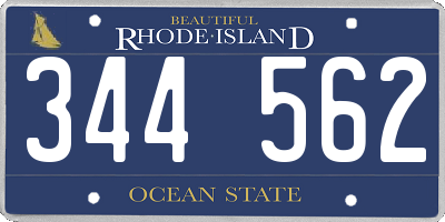 RI license plate 344562