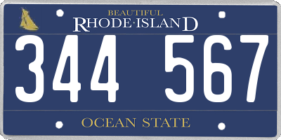 RI license plate 344567