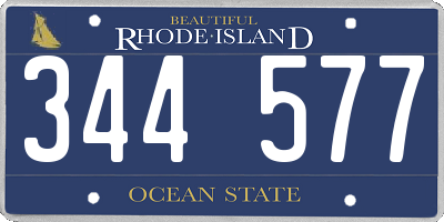 RI license plate 344577