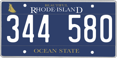 RI license plate 344580