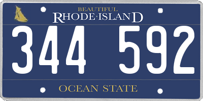 RI license plate 344592
