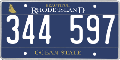 RI license plate 344597