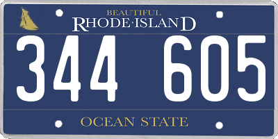 RI license plate 344605